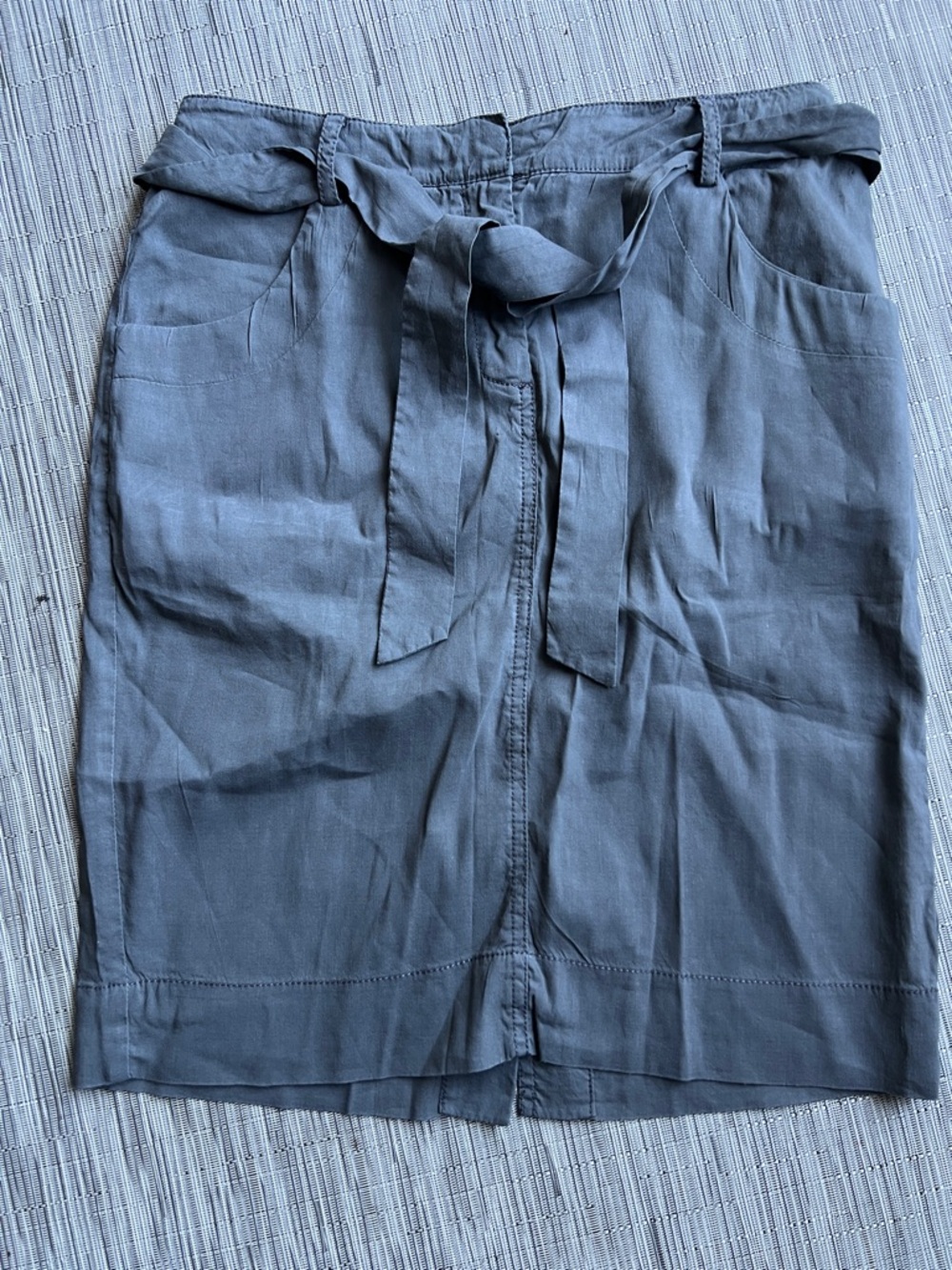 Eileen Fisher Slate-Gray Tie Front Pencil Skirt